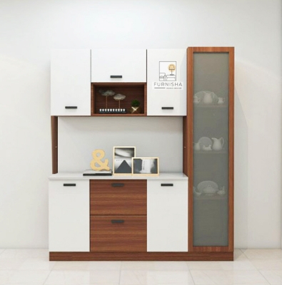 Picture of (Test Product) Furnisha  Furnisha Multi-Purpose Storage Unit  Crockery Cabinet  Kitchen Storage Cabinet  Display Rack, Oven Rack (Finish Color - White+Shanteak) - Kitchen Rack72/48