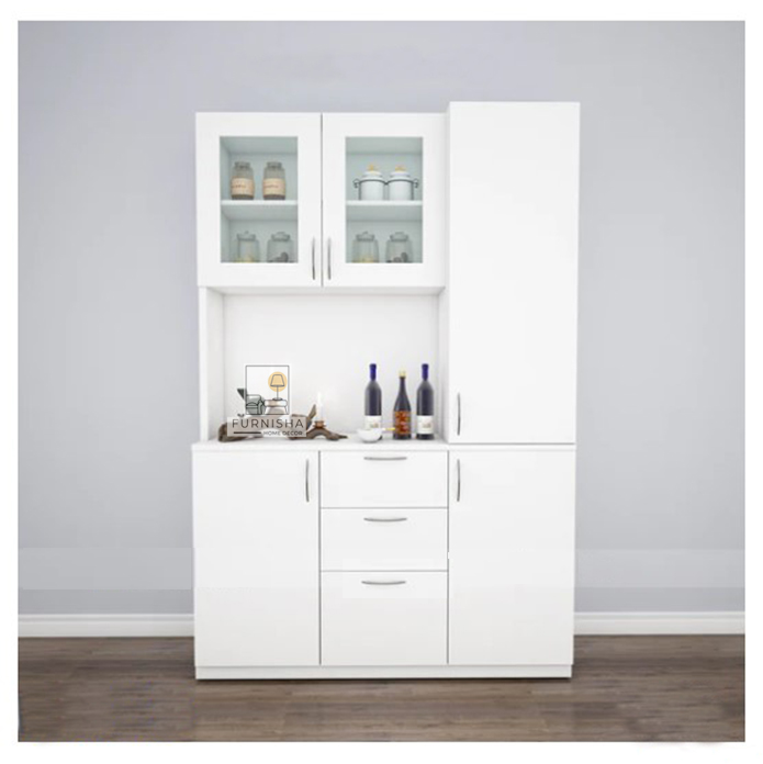 Picture of (Test Product)  Furnisha  Furnisha Kitchen Cabinet Multi-Purpose Kitchen Storage Rack Crockery Display Unit - Enhance Your Kitchen Storage With This Multi-Functional Cabinet