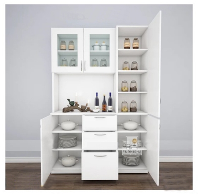 Picture of (Test Product)  Furnisha  Furnisha Kitchen Cabinet Multi-Purpose Kitchen Storage Rack Crockery Display Unit - Enhance Your Kitchen Storage With This Multi-Functional Cabinet