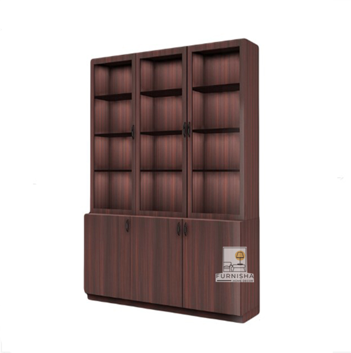 Picture of (Test Product)  Furnisha  Furnisha Crockery Display Unit with 3 door Storage Showcase Cabinet To be used indoor in dining rooms (Finish Color - Mahogany Reddish brown)