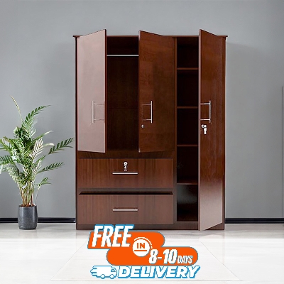 Picture of (Test Product) Furnisha  Furnisha Almira with Clothe Hanger Clothe Storage Shelve and 2 large Drawer Storage MDF Board (Finish Color -Regal Antique and Walnut)