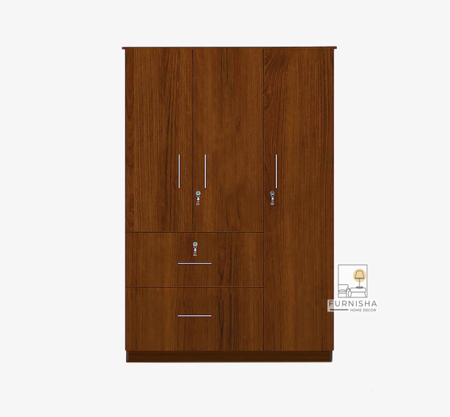 Picture of (Test Product) Furnisha  Furnisha Almira with Clothe Hanger Clothe Storage Shelve and 2 large Drawer Storage MDF Board (Finish Color -Regal Antique and Walnut)