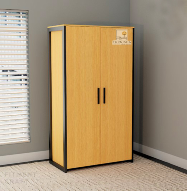 Picture of (Test Product)  Furnisha  Furnisha Melamine Board Almira 2 Hanger Space with Clothe storage shelve for Sweet Home (Finish Color - Beech)