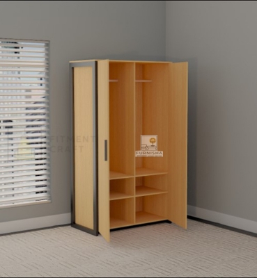 Picture of (Test Product)  Furnisha  Furnisha Melamine Board Almira 2 Hanger Space with Clothe storage shelve for Sweet Home (Finish Color - Beech)