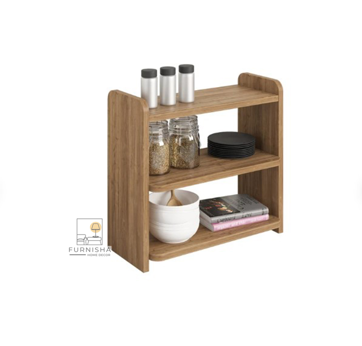 Picture of (Test Product) Furnisha Kitchen Countertop Shelf, Kitchen Stand, Wooden Spice Rack, Countertop Tray, Kitchen Organizer, Kitchen Shelving Unit, 3-tier Wooden Shelf - Kitchen Rack