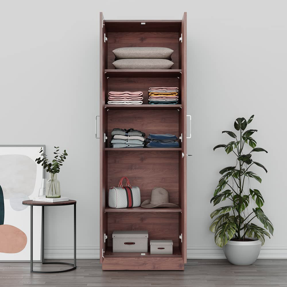 Picture of (Test Product) Furnisha 2 Door Wakefit Almira With Lock And 5 Shelves Cloth Rack Storage Unit - Wardrobe