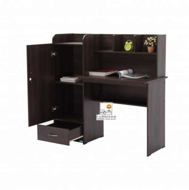 Picture of (Test Product) Furnisha  Furnisha Reading Table | Study Table | Reading & Righting Study Table With Shelve Storage & Drawer (Melamine Finish Color Regal Antick)