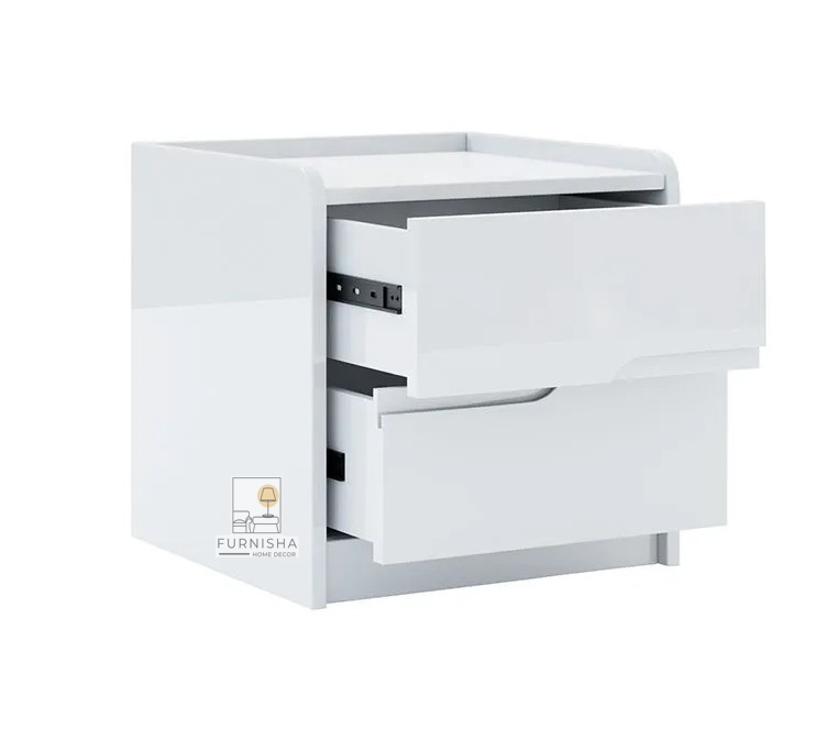 Picture of (Test Product)  Furnisha  Furnisha Terence High Glossy Bed Side Table-Drawer Storage with 1 lock drawer