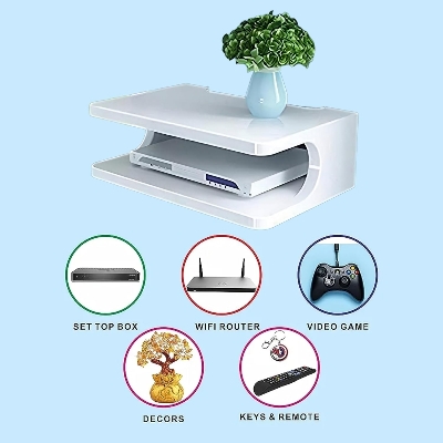 Picture of (Test Product) Furnisha  Setup Box Stand/WiFi Router Stand Wall Mount for Home Wall Shelf for Holding Speakers WiFi Router Game Console Remote Streaming Device (Engineered Wood)