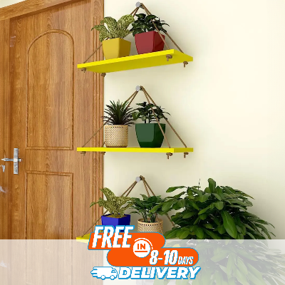 Picture of (Test Product)  Furnisha  Wall Hanging Planter Shelf with Rope (Set of 3) Wall Rope Hanging Rack Shelves, Flower Pot Stand | Planter Stands for Your Living Room and Office