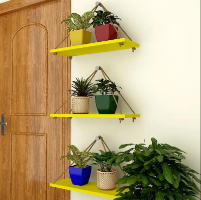 Picture of (Test Product)  Furnisha  Wall Hanging Planter Shelf with Rope (Set of 3) Wall Rope Hanging Rack Shelves, Flower Pot Stand | Planter Stands for Your Living Room and Office