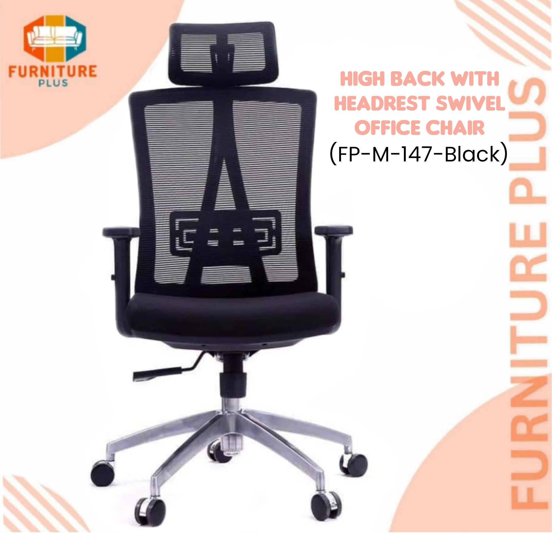 Picture of Furniture Plus (FP-M-147-Black) High Quality Adjustable Swivel Office Chair