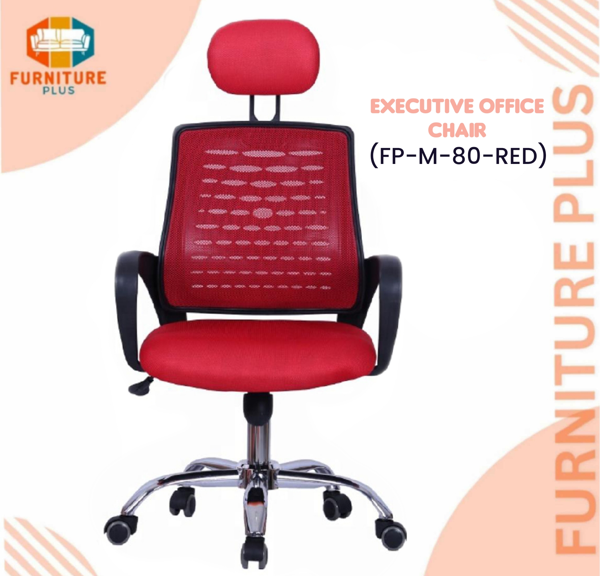 Picture of Furniture Plus (FP-M-80-Ss)Smart Executive Office Chair Good Quality Red Colour