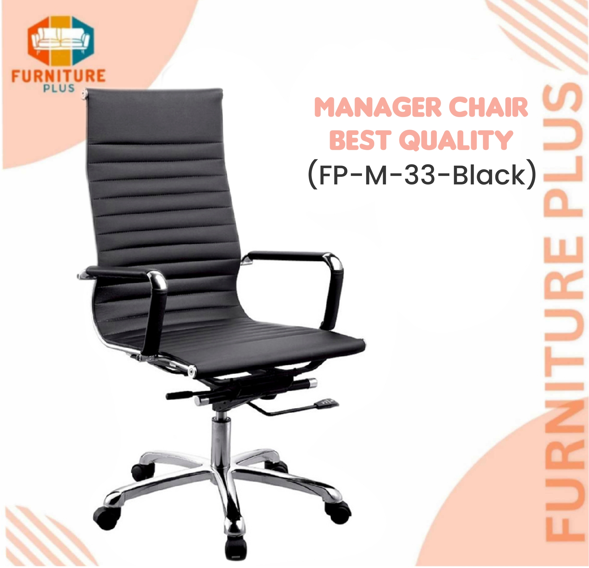 Picture of Furniture Plus (FP-M-33-BLACK) Smart Executive Manager Chair Best Quality Boss Chair