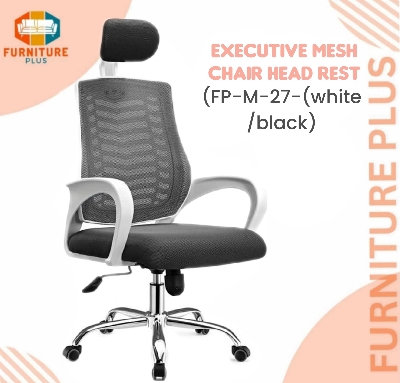 Picture of Furniture Plus (FP-M-27-Ss) Executive Office Chair White Body [V-MESH] with Headrest good quality