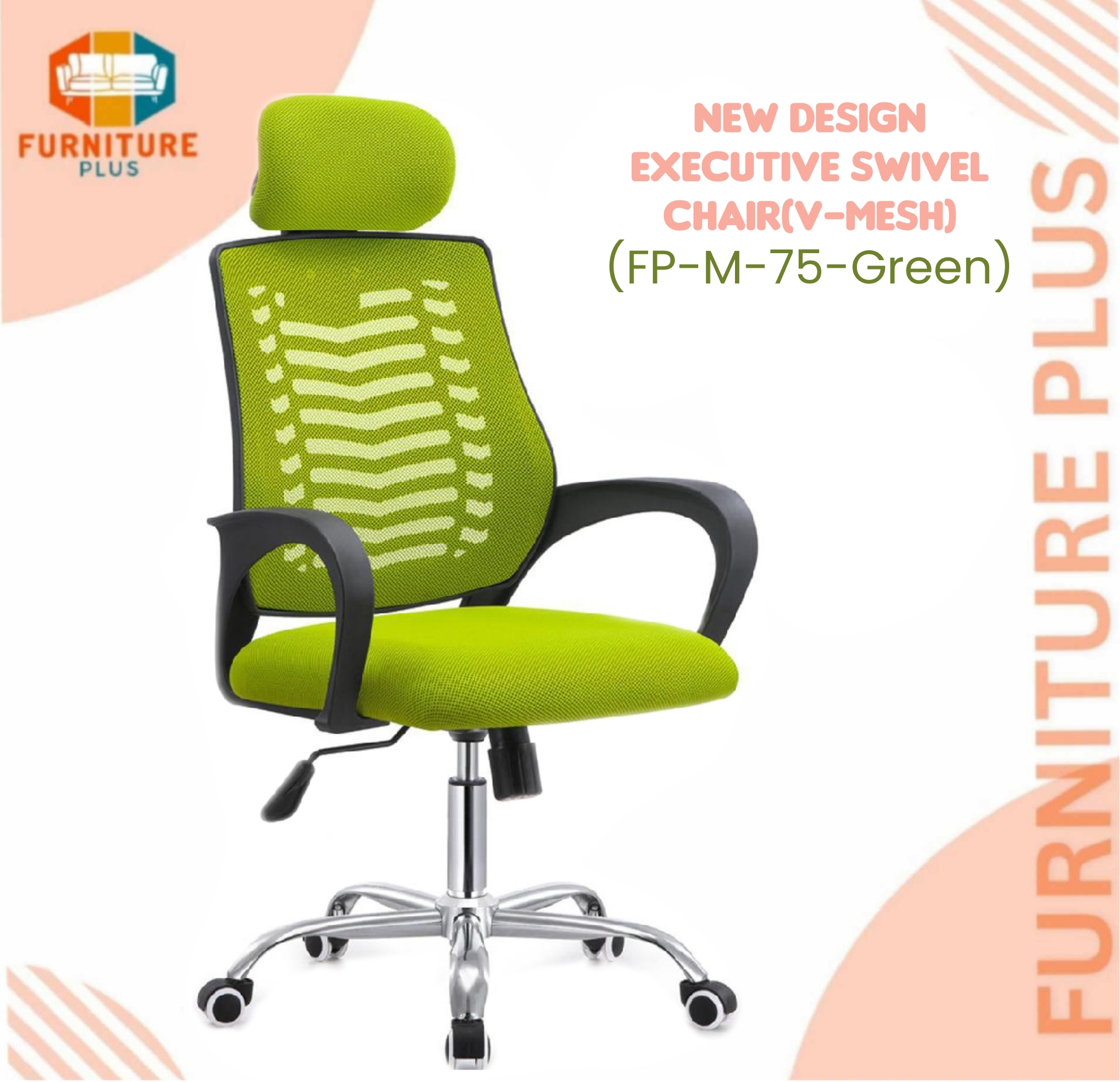 Picture of Furniture Plus (FP-M-75-Green) Executive Swivel Chair(V-Mesh good quality