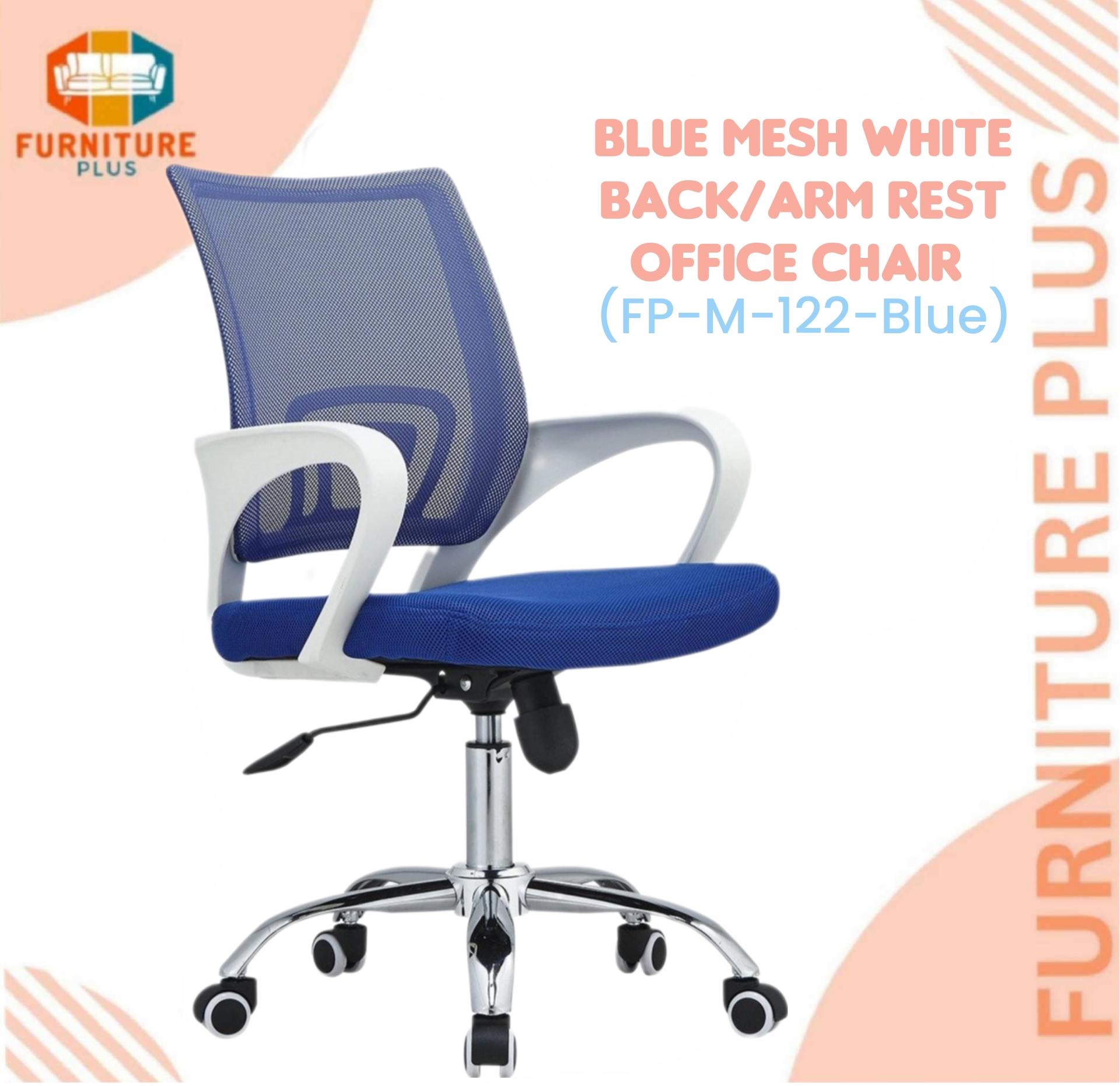 Picture of Furniture Plus (FP-M-122-Ss)White Blue Smart Executive Chair good quality