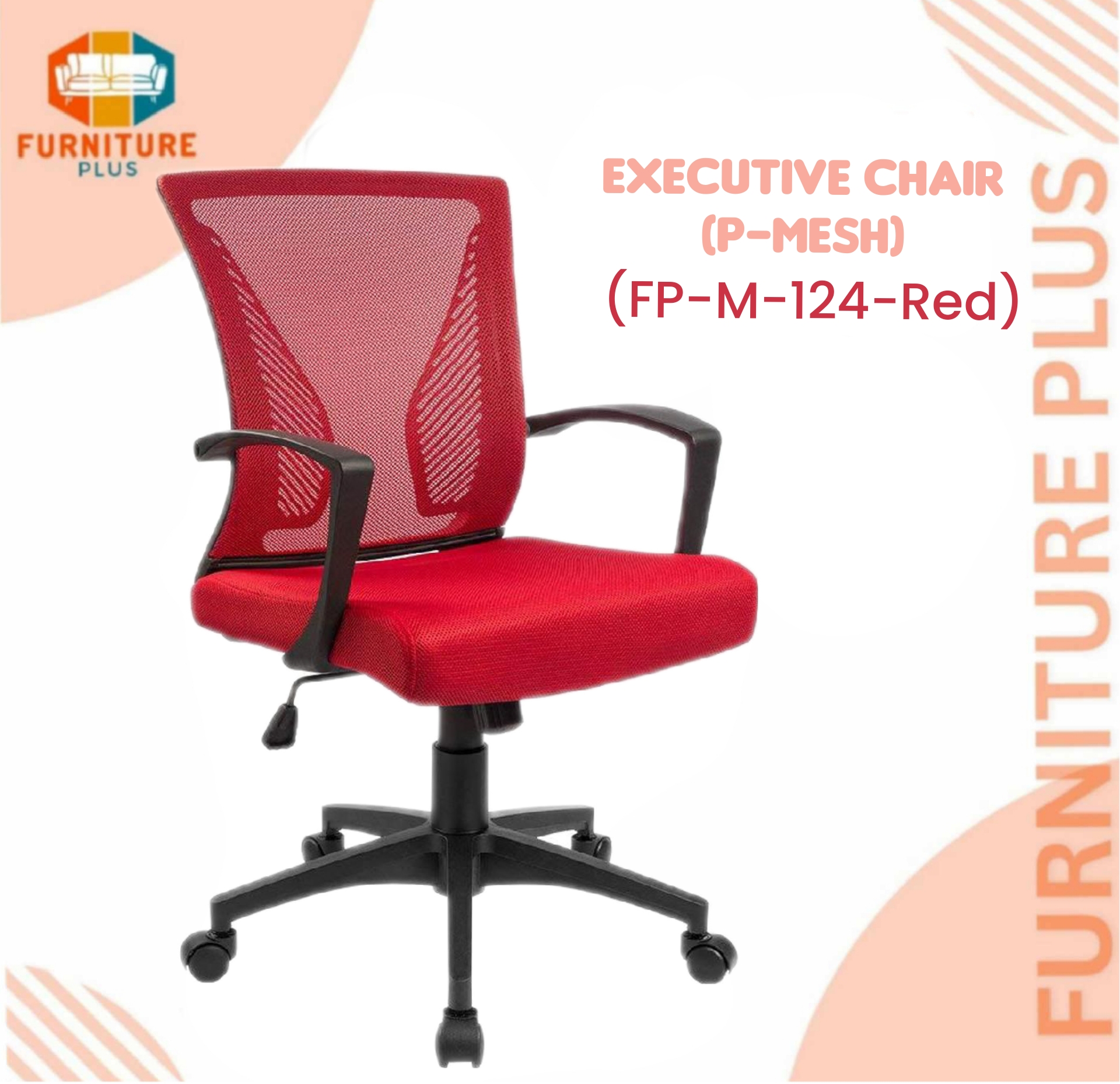 Picture of Furniture Plus (FP-M-124-Red)Smart Executive Chair P Mesh Red colour