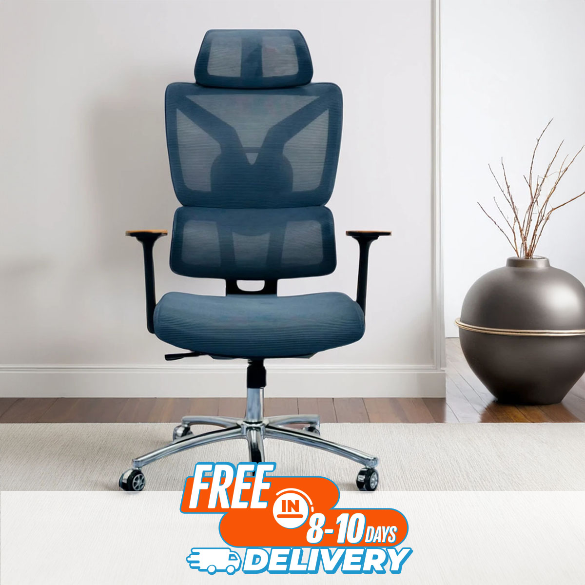 Picture of Furniture Plus (FP-M-25-BLUE) Premium quality COMPLETE MULTIFUNCTION CHINA CHAIR / boss chair / office chair