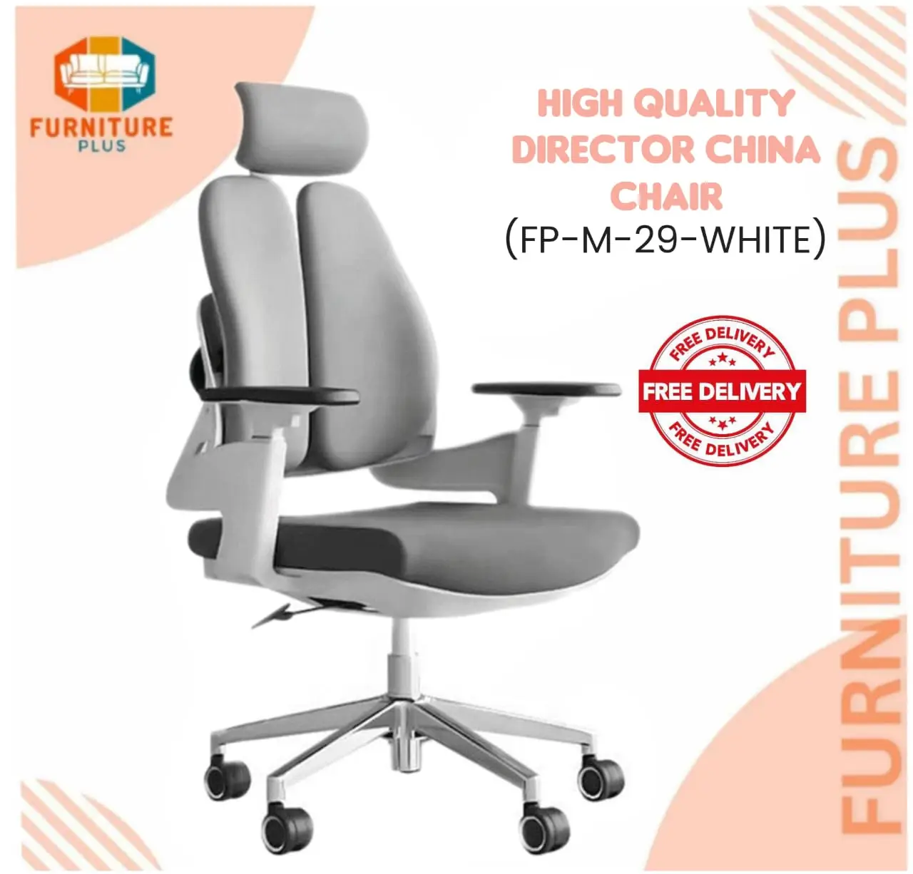 Picture of Furniture Plus (FP-M-29-WHITE) Adjustable Executive Director Chair imported China/ offic chair/ boss chair /