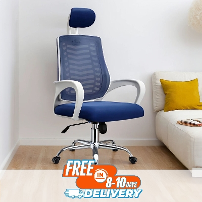 Picture of Furniture Plus (FP-M-27-Ss)Executive Office Chair White Body  [V-MESH] with Headrest good quality