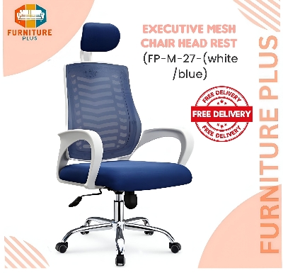 Picture of Furniture Plus (FP-M-27-Ss)Executive Office Chair White Body  [V-MESH] with Headrest good quality