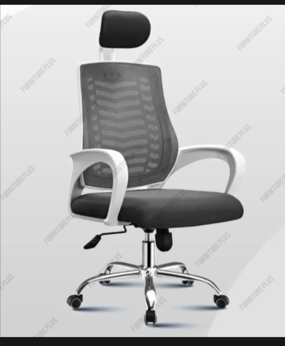Picture of Furniture Plus (FP-M-27-Ss)Executive Office Chair White Body  [V-MESH] with Headrest good quality