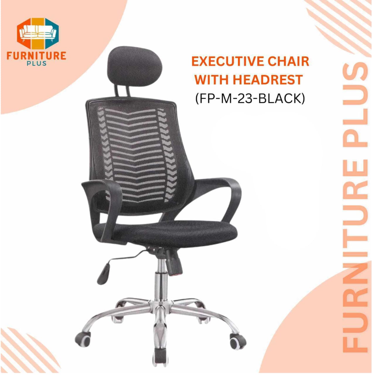 Picture of Furniture Plus (FP-M-23-) Executive office chair V-mash Black Revolving Chair with Headrest Chair-good quality