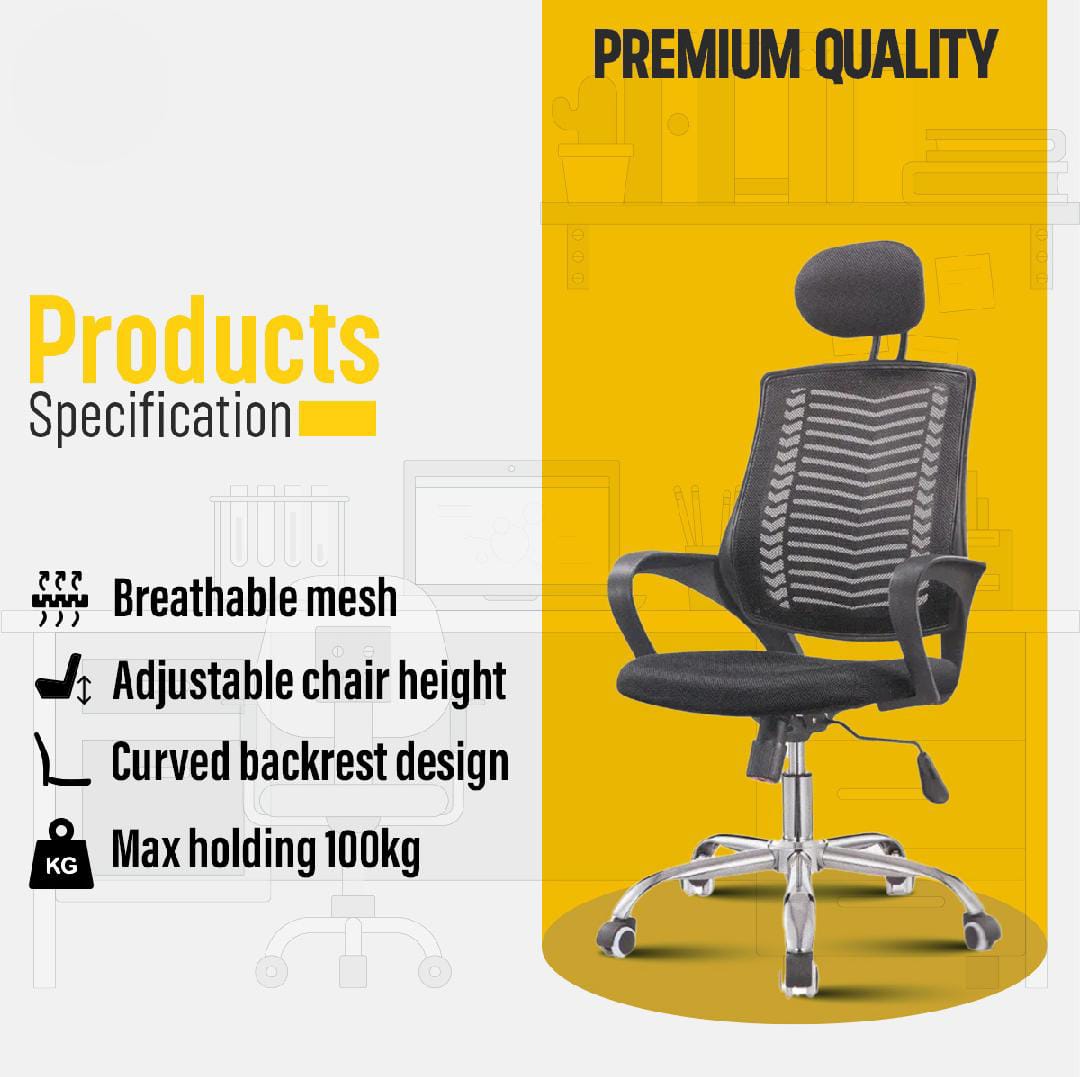 Picture of Furniture Plus (FP-M-23-) Executive office chair V-mash Black Revolving Chair with Headrest Chair-good quality