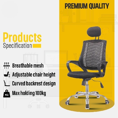 Picture of Furniture Plus (FP-M-23-) Executive office chair V-mash Black Revolving Chair with Headrest Chair-good quality