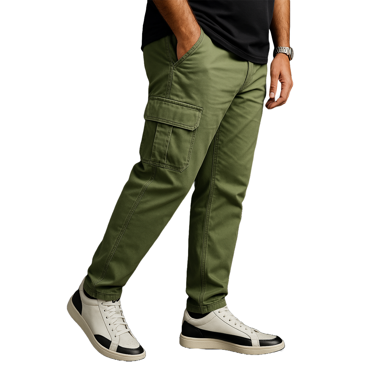 Picture of Export Quality Six Pockets Cargo Pant For Men Stylish Olive green