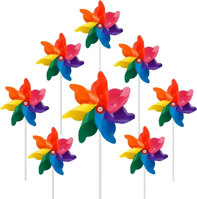 Buy Rainbow Plastic Pinwheels Toy Wind Spinners for Party Decoration
