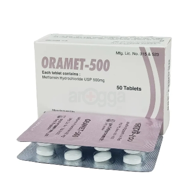 Picture of Oramet 500mg Tablet.