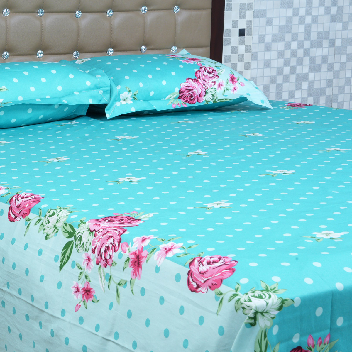 Picture of Regal Bed Sheet Rose Reverie-315 (Sky Blue)
