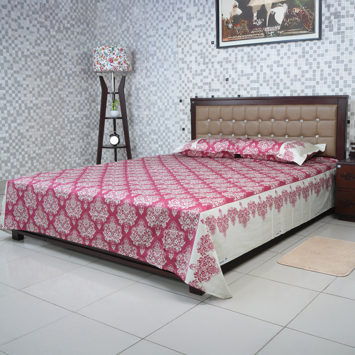 Picture of Regal Bed Sheet-314 (Roral Tapestry-Cherry Pink)