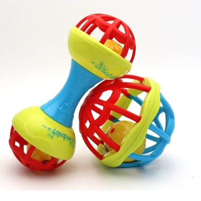 Picture of Soft glue Dumbbell Baby Hand Teether With jhunjhuni CN -1pcs