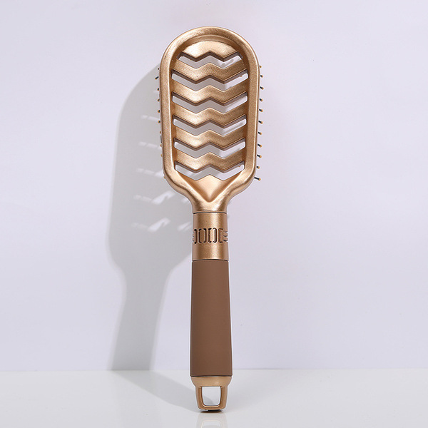 Picture of Golden hollow wavy lady temperament, home massage comb, wet and wet, dual -use, hair styling combed combing Fashion Paddle Hair Comb-1pcs
