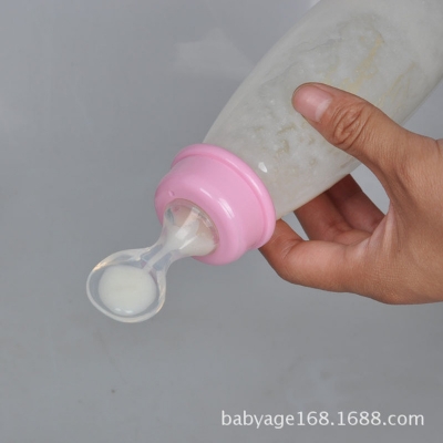 Picture of Soft -headed baby rice paste bottle baby training PP milk bottle squeeze spoon children's supplementary food bottle rice paste spoon 240ml