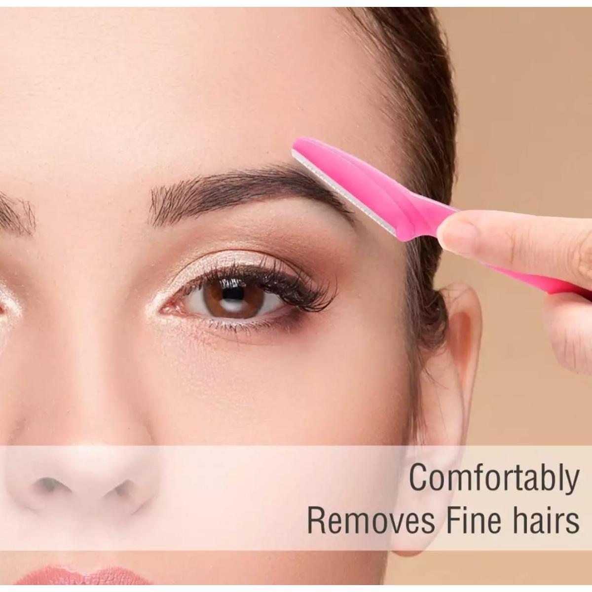 Picture of Eyebrow trimmer, stainless steel blades, three decorative eyebrow razors, eyebrow shavers, makeup tools -1pac