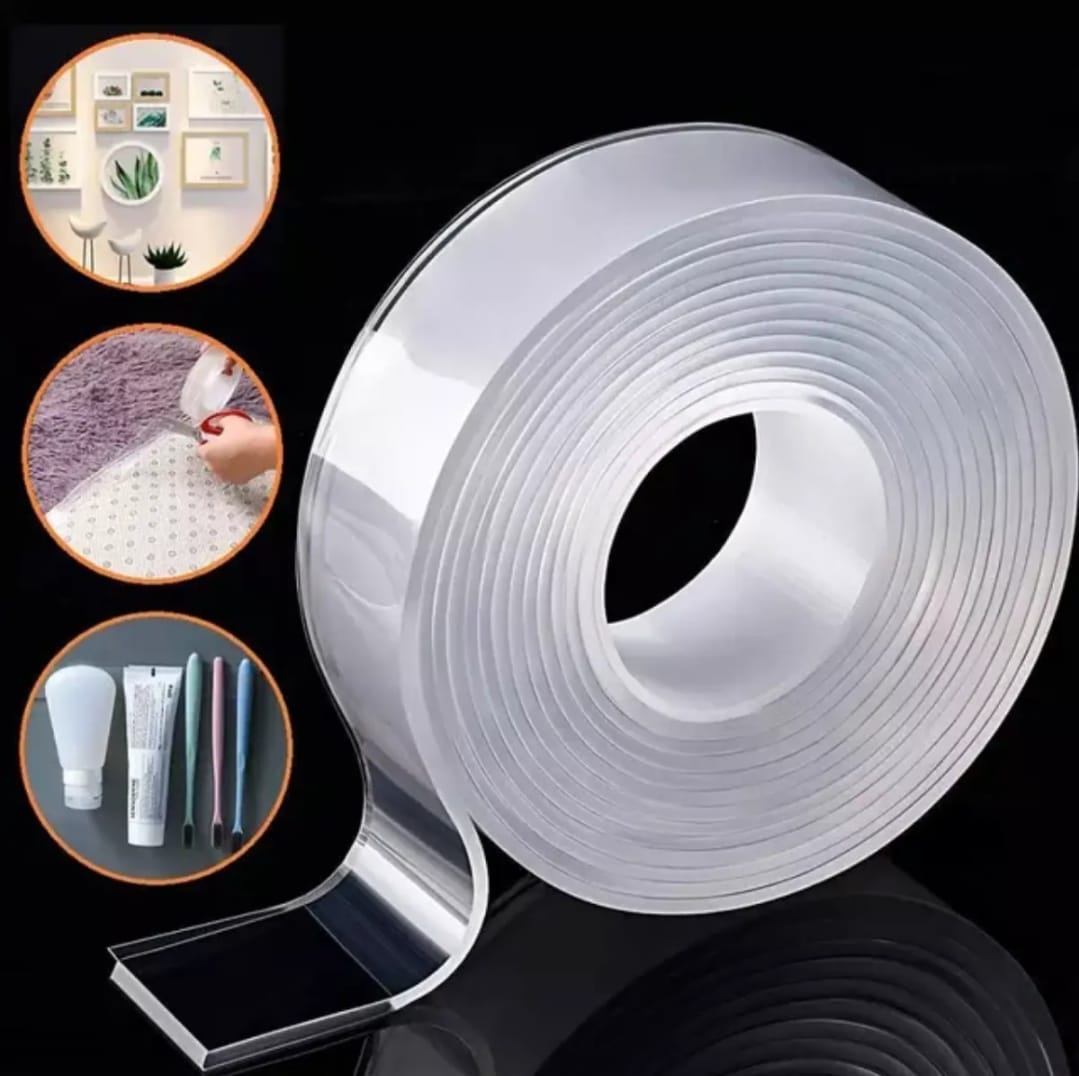 Picture of 1mm thick 2cm wide 1/2/3meter long/3.8 tube core Clear Nano Double Side Adhesive Tape- 1pcs