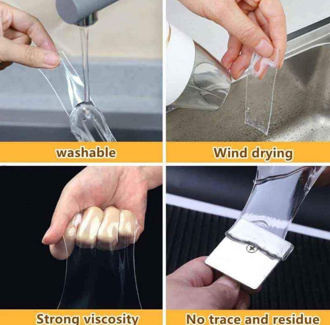 Picture of 1mm thick 2cm wide 1/2/3meter long/3.8 tube core Clear Nano Double Side Adhesive Tape- 1pcs