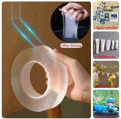 Picture of 1mm thick 2cm wide 1/2/3meter long/3.8 tube core Clear Nano Double Side Adhesive Tape- 1pcs