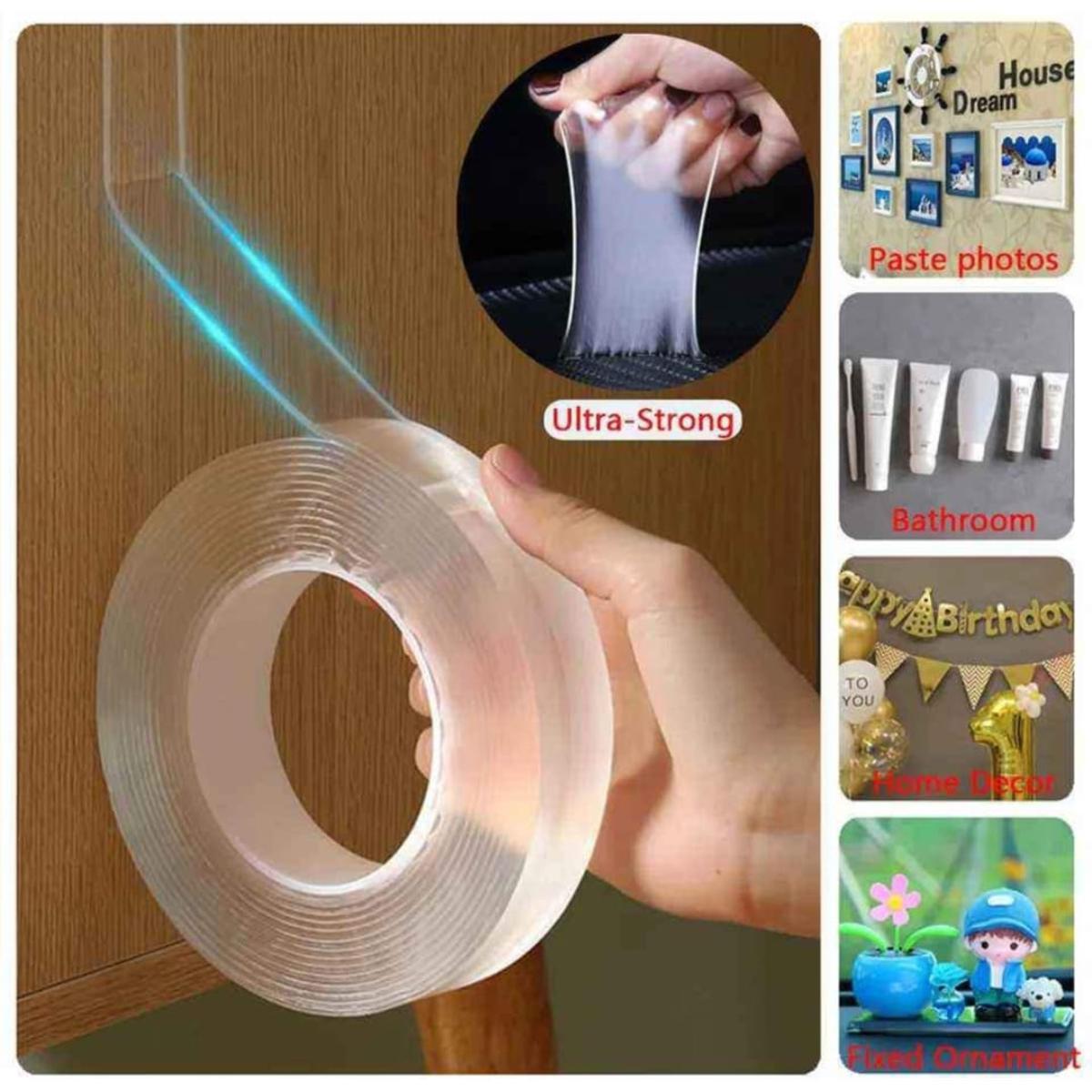 Picture of 1mm thick 2cm wide 2meter long/3.8 tube core Clear Nano Double Side Adhesive Tape- 1pcs