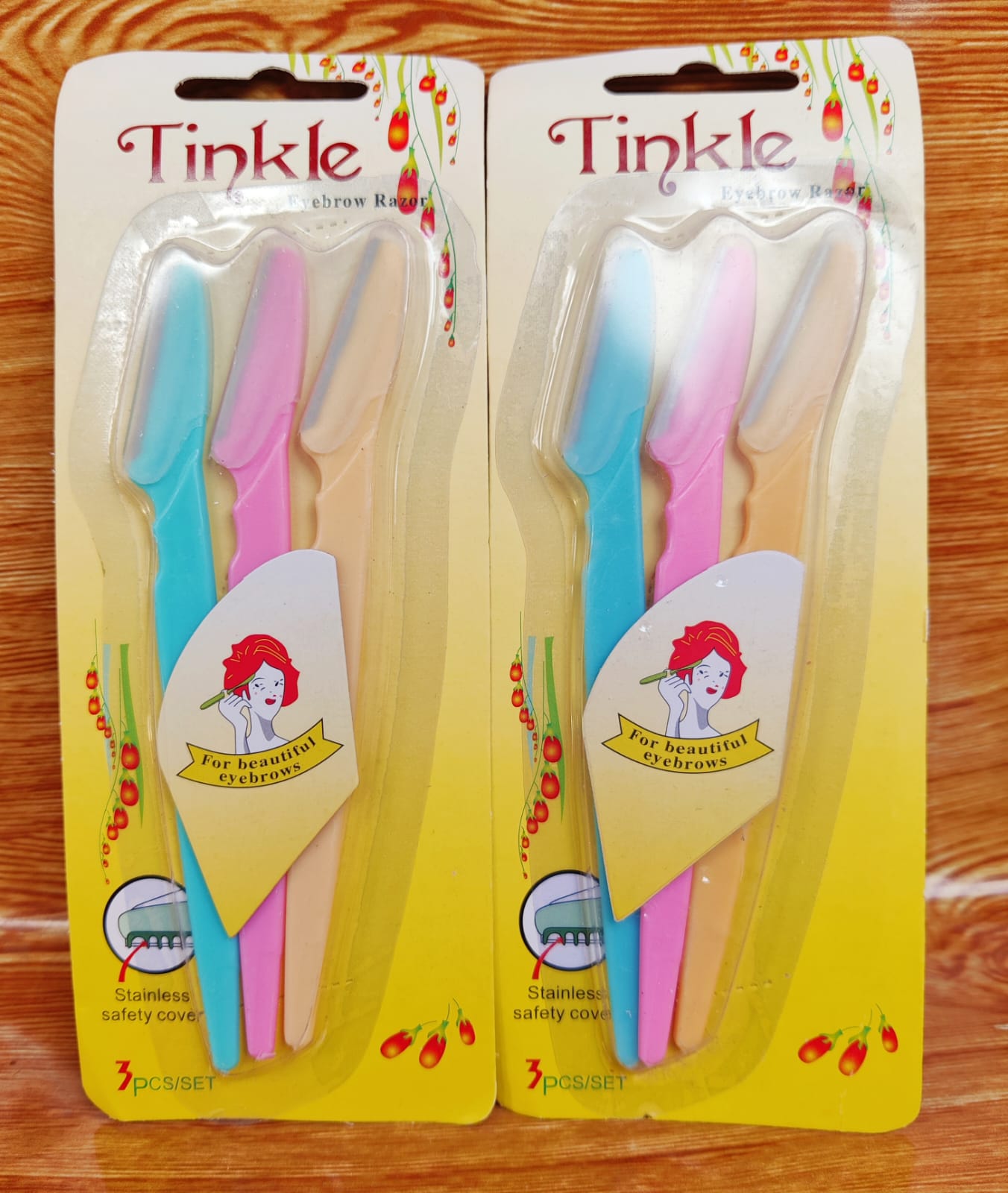 Picture of Women's eyebrow trimmer, stainless steel blades, three decorative eyebrow razors, eyebrow shavers, makeup tools -1pac