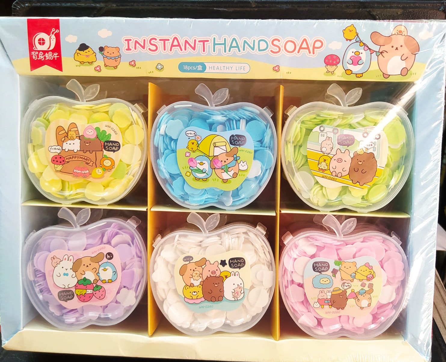 Picture of Portable Travel Soft Paper Soap In Apple Shape Plastic Box -1pcs