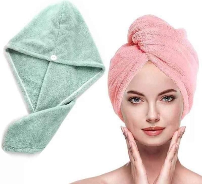 Picture of Hair Drying Towel Button Bath Head Turban Hair Towel Wrap -1pcs