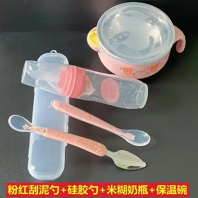 Picture of Baby food bowl+120ml Silicone Rice spoon feeder+two head spoon+Slicone Spoon, full set of tools Package (No Box)