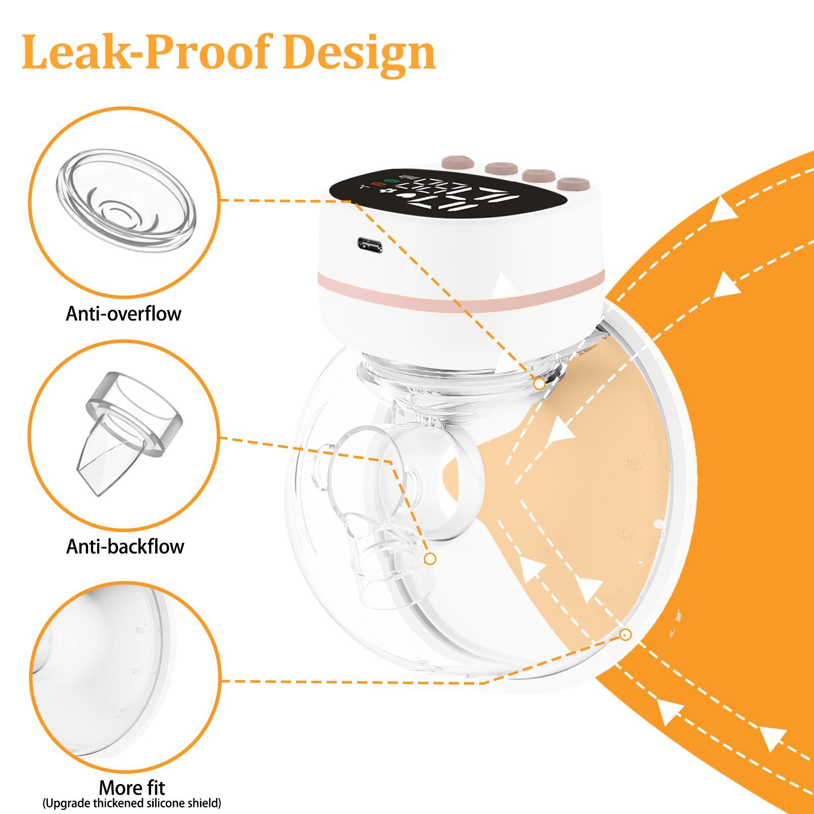 Picture of Wearable electric Rechargeable breast pump Portable painless mute massager- 1Pieces