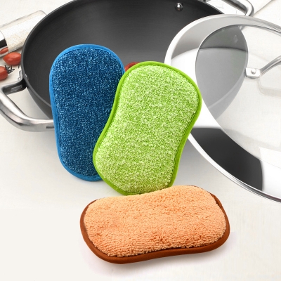 Picture of Dishwashing eight-shaped sponge to wipe the pot artifact, non-stick oil double-sided dishwashing cloth, two-color rag -1pcs