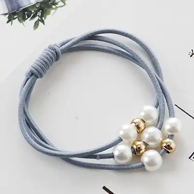 Picture of Koreancreative hairrope, versatile pearl hair tie, beaded multi-layer hair tie, high elastic rubber band hair tie -3pcs